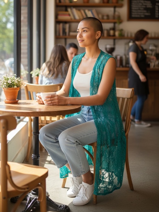 LuLaRoe Tops - LuLaRoe Turquoise Lace Cardigan